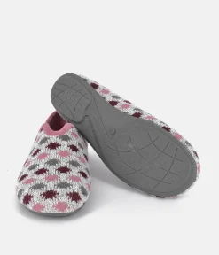 Pretty Light Grey/Pink Multi Dot Slippers