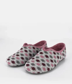 Pretty Light Grey/Pink Multi Dot Slippers