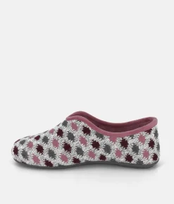 Pretty Light Grey/Pink Multi Dot Slippers