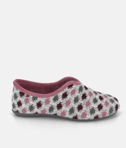 Pretty Light Grey/Pink Multi Dot Slippers