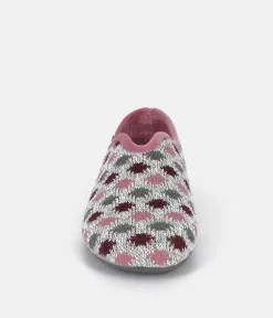 Pretty Light Grey/Pink Multi Dot Slippers