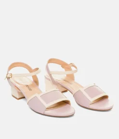 Pretty Lilac/Cream Block Heel Sandals
