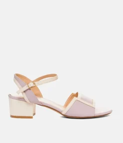 Pretty Lilac/Cream Block Heel Sandals