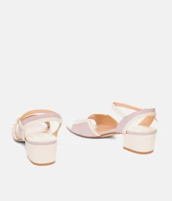 Pretty Lilac/Cream Block Heel Sandals