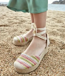 Pretty Multi Colour Espadrille Wedge Sandals