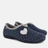 Pretty Navy & Grey Heart Slippers