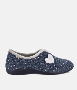 Pretty Navy & Grey Heart Slippers