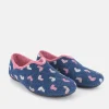 Pretty Navy & Pink Heart Slippers