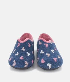 Pretty Navy & Pink Heart Slippers