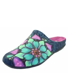 Pretty Navy Floral Slippers