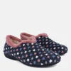 Pretty Navy Pink Multi Dot Slippers