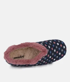 Pretty Navy Pink Multi Dot Slippers