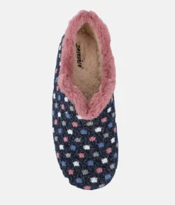 Pretty Navy Pink Multi Dot Slippers