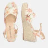 Pretty Orange Floral Espadrille Wedge Sandals