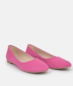 Pretty Pink Round Toe Suedette Ballet Flats