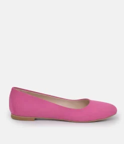 Pretty Pink Round Toe Suedette Ballet Flats