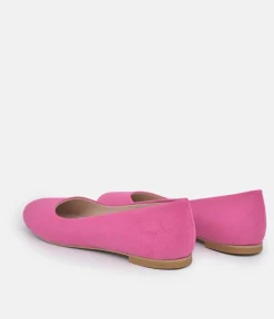 Pretty Pink Round Toe Suedette Ballet Flats