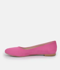 Pretty Pink Round Toe Suedette Ballet Flats