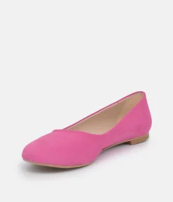 Pretty Pink Round Toe Suedette Ballet Flats