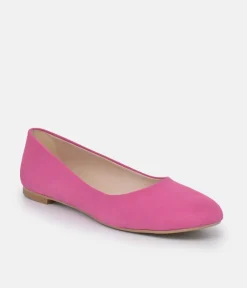 Pretty Pink Round Toe Suedette Ballet Flats