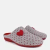 Pretty Red/Grey Loveheart Slippers