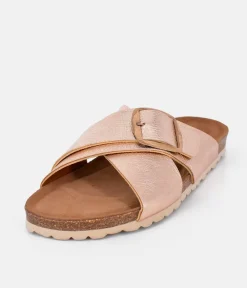 Pretty Rose Gold Cross Strap Sandals
