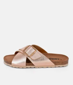Pretty Rose Gold Cross Strap Sandals