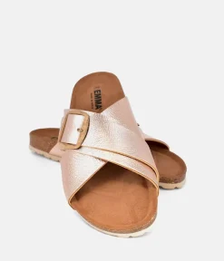 Pretty Rose Gold Cross Strap Sandals