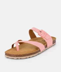 Pretty Strappy Pink Toe Post Sandals