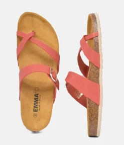 Pretty Strappy Red/Orange Toe Post Sandals