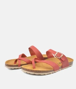 Pretty Strappy Red/Orange Toe Post Sandals