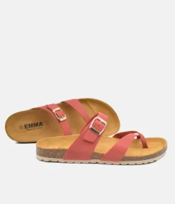 Pretty Strappy Red/Orange Toe Post Sandals