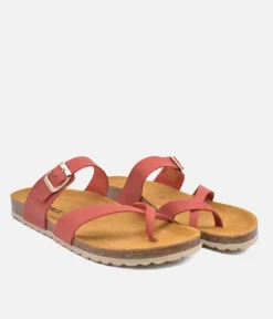 Pretty Strappy Red/Orange Toe Post Sandals