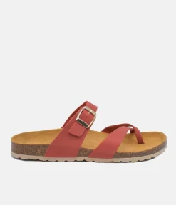 Pretty Strappy Red/Orange Toe Post Sandals