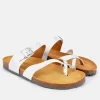 Pretty Strappy Silver Combi Toe Post Sandals
