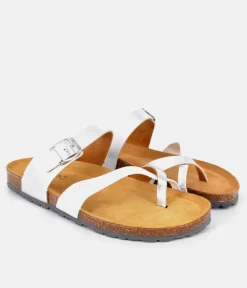 Pretty Strappy Silver Combi Toe Post Sandals