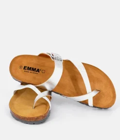 Pretty Strappy Silver Combi Toe Post Sandals