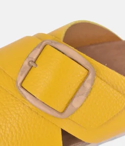 Pretty Sunshine Yellow Cross Strap Sandals