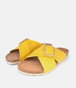 Pretty Sunshine Yellow Cross Strap Sandals