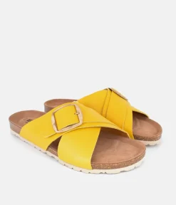 Pretty Sunshine Yellow Cross Strap Sandals
