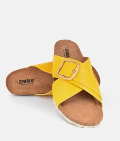 Pretty Sunshine Yellow Cross Strap Sandals