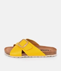 Pretty Sunshine Yellow Cross Strap Sandals