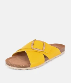 Pretty Sunshine Yellow Cross Strap Sandals