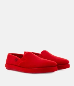 Red Alpine Felt Closed-Back Slippers