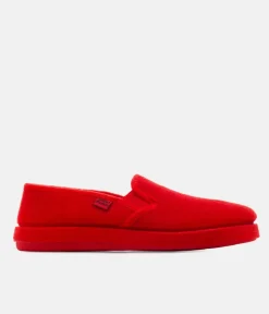 Red Alpine Felt Closed-Back Slippers