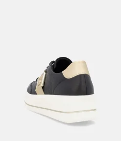 Reliable & Stunning Remonte Black/ Gold Trainers