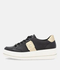 Reliable & Stunning Remonte Black/ Gold Trainers