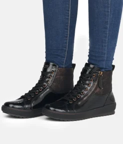 Remonte Black Patent Sneaker Booties