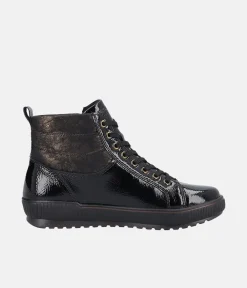 Remonte Black Patent Sneaker Booties