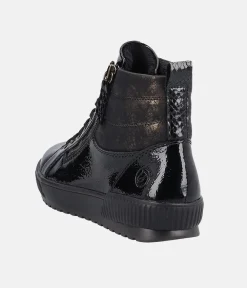 Remonte Black Patent Sneaker Booties